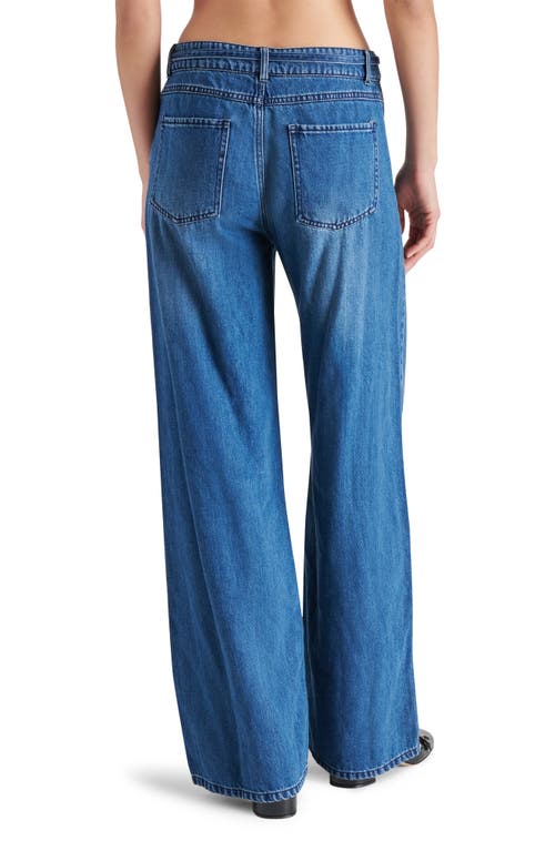 Shop Steve Madden Serenity Belted Wide Leg Jeans In Medium Blue