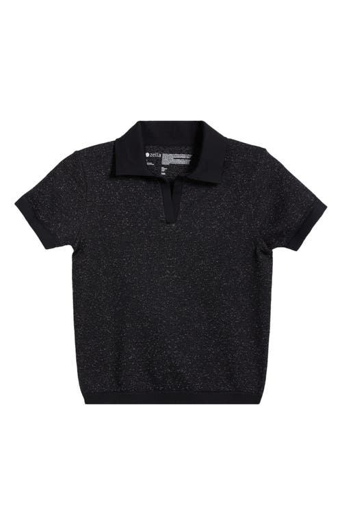 Shop Zella Play Through Seamless Rib Polo In Black