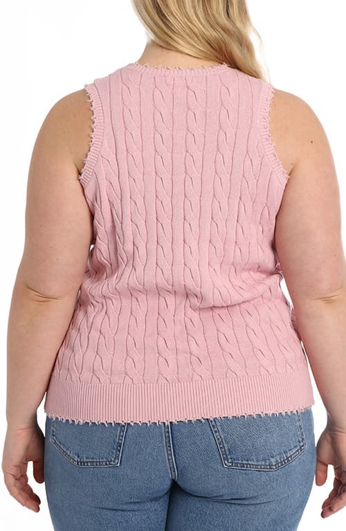 Minnie Rose Cotton Cashmere Heart Pointelle Scalloped Tank In Pink