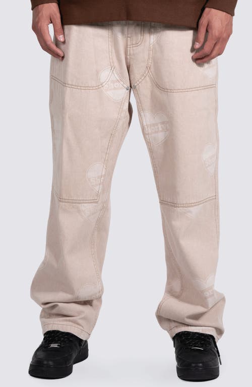 Shop Pleasures X Shorty's Heart Ultra Loose Fit Work Pants In Beige