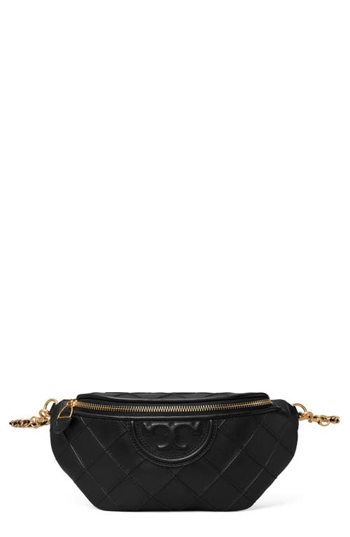 Tory Burch Fleming Soft Quilted Leather Belt Bag In Black