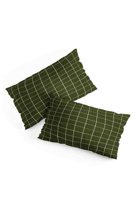 Deny Designs Grid Duvet Cover & Shams Set In Green