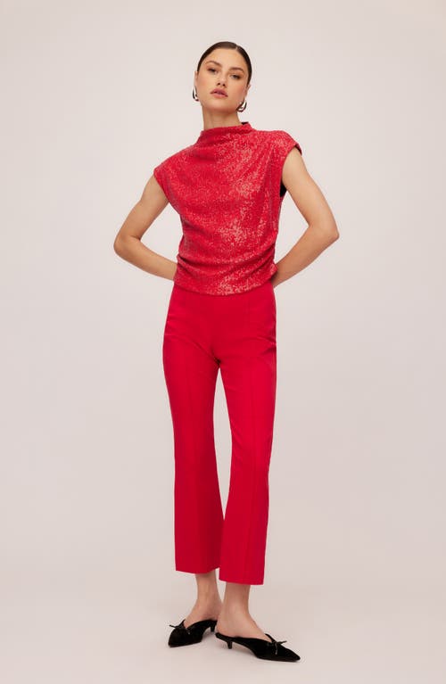 Shop Fifteen Twenty Gwennie Sequin Mesh Top In Cherry