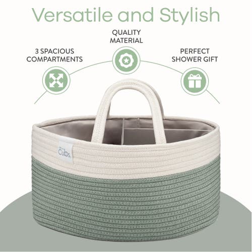 Comfy Cubs Rope Diaper Caddy Organizer In Sage