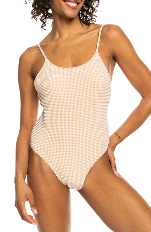 Gingham One-Piece Swimsuit in Porcini
