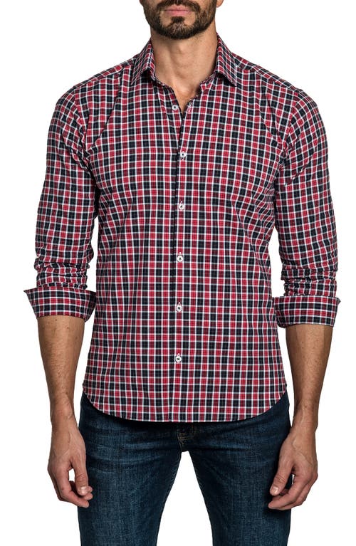 Jared Lang Check Button-Up Shirt in Red /Black