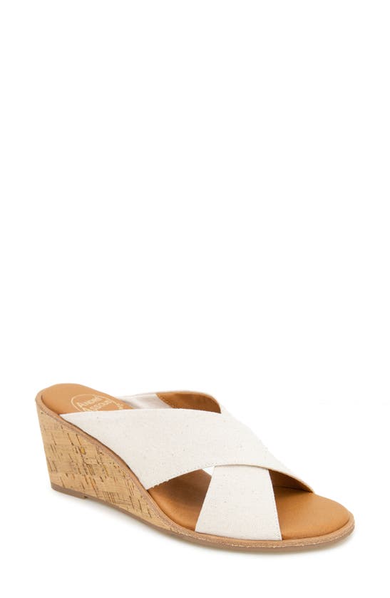 Shop Andre Assous Bryana Wedge Sandal In Beige Linen