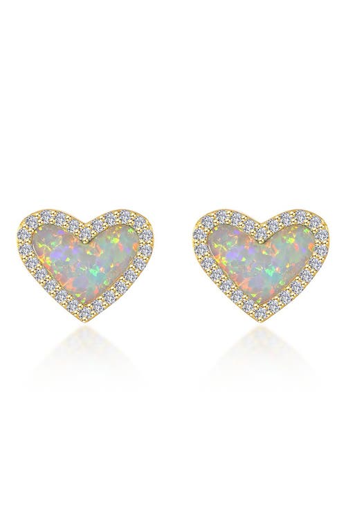 Lafonn Simulated Opal & Simulated Diamond Heart Stud Earrings In White