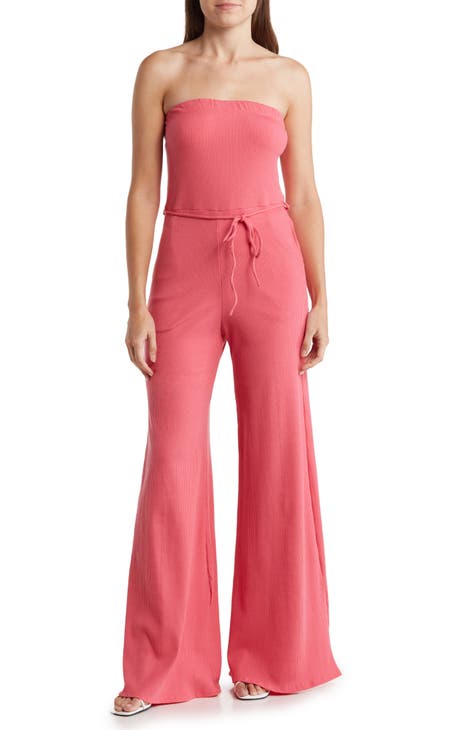 Ribbed Strapless Tube Jumpsuit
