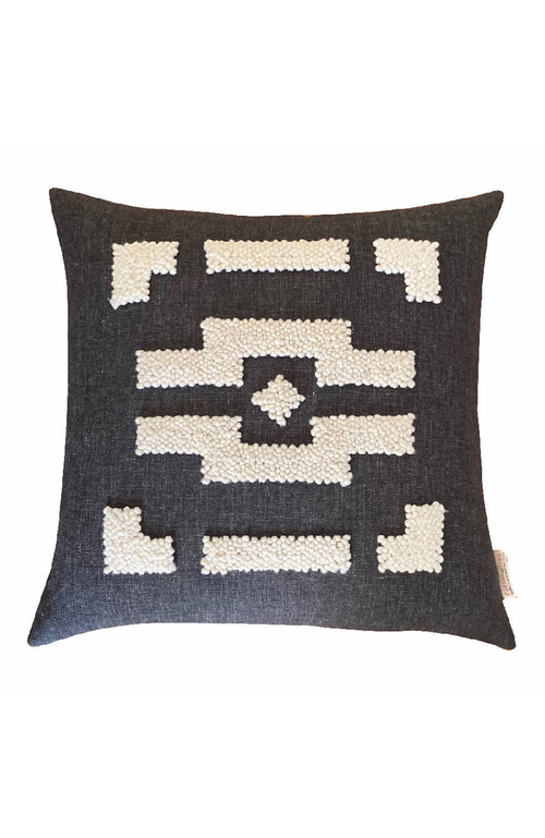 Shop Cotton Tree Punch Needle Ndebele Pillow In Charcoal Pattern 3