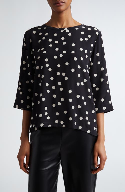 Shop Max Mara Arturo Polka Dot Silk Top In Black