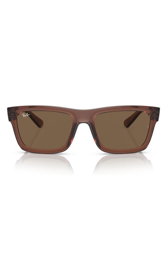 Shop Ray Ban Ray-ban Warren 57mm Rectangular Sunglasses In Transparent
