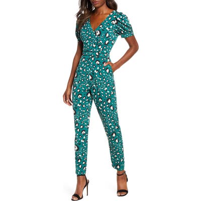 Adelyn Rae Lilith Animal Print Jumpsuit, Green