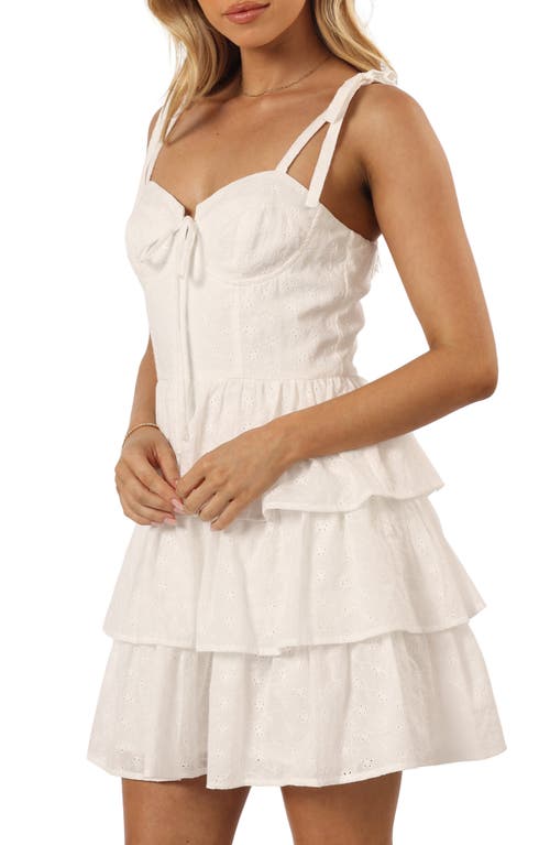 Petal And Pup Petal & Pup Celeste Embroidered Eyelet Cotton Ruffle Minidress In White