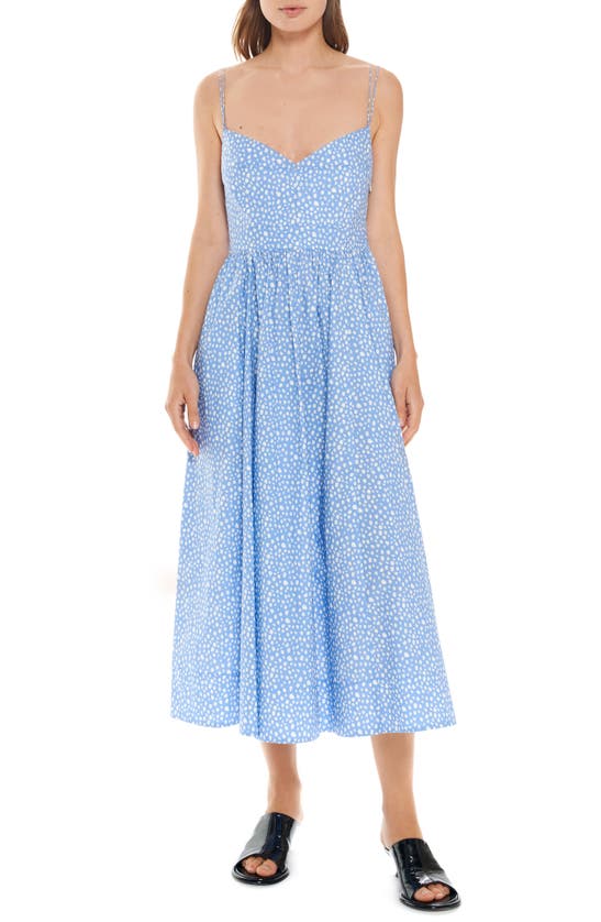 La Ligne Tracy Cotton Sundress In Cornflower White