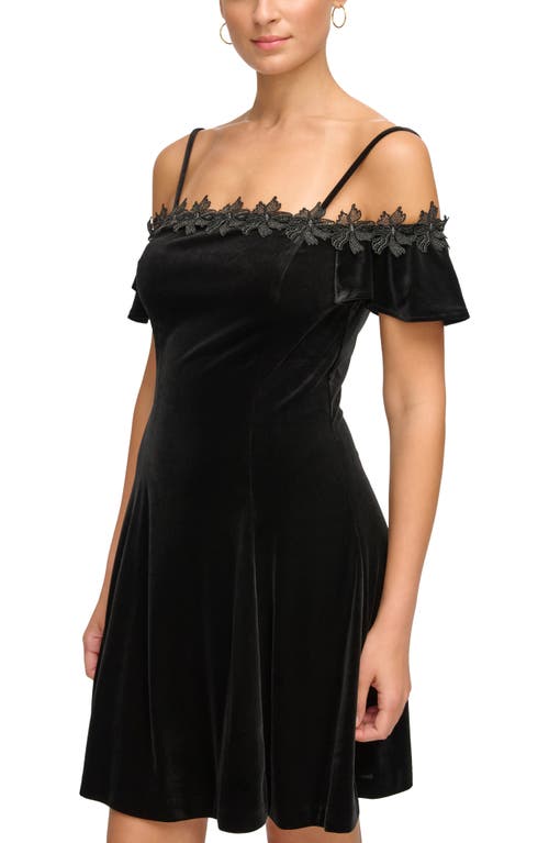 Kensie Women's Lace Off The Shoulder Mini A-line Dress In Black