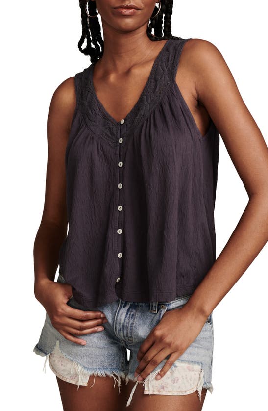Lucky Brand Lace Trim Tank In India Ink