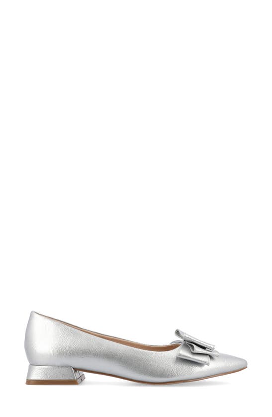 Journee Collection Ophelia Bow Pointed Toe Flat In Silver