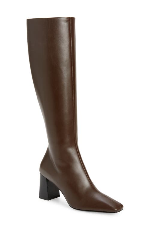 The Row Square Toe Knee High Boot in Brown