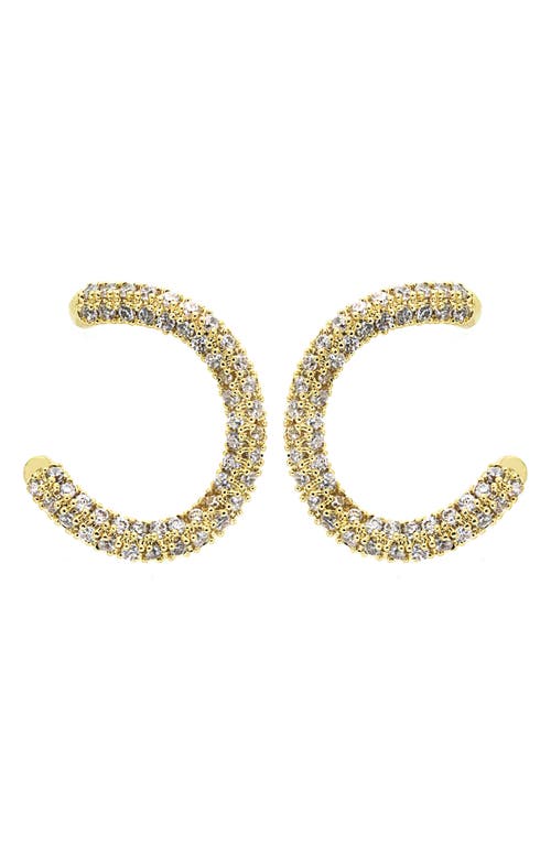 Pavé Cubic Zirconia Hoop Earrings in Gold