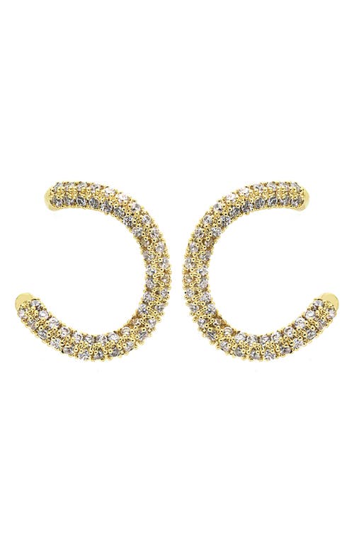 Shop Panacea Pavé Cubic Zirconia Hoop Earrings In Gold