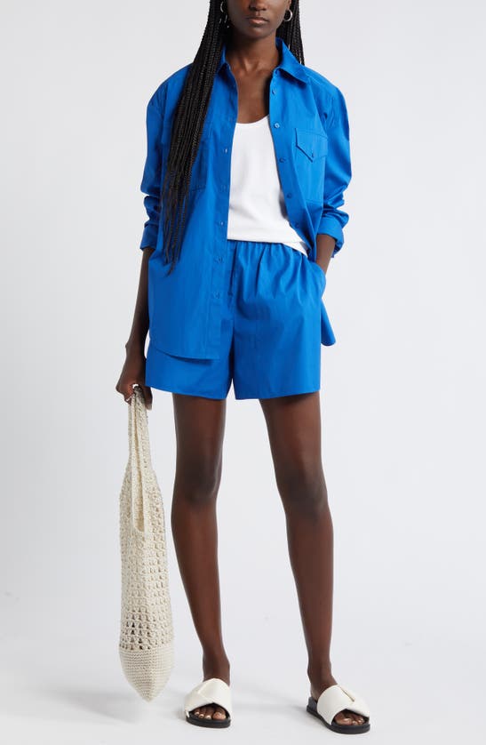 Shop Nordstrom Pull-on Poplin Shorts In Blue Marmara