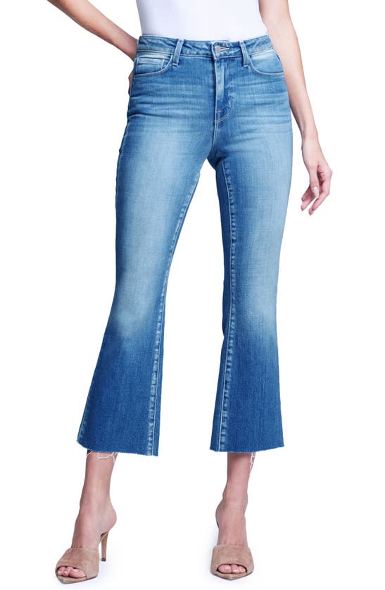 Shop L Agence Kendra High Waist Crop Flare Jeans In Atlantic