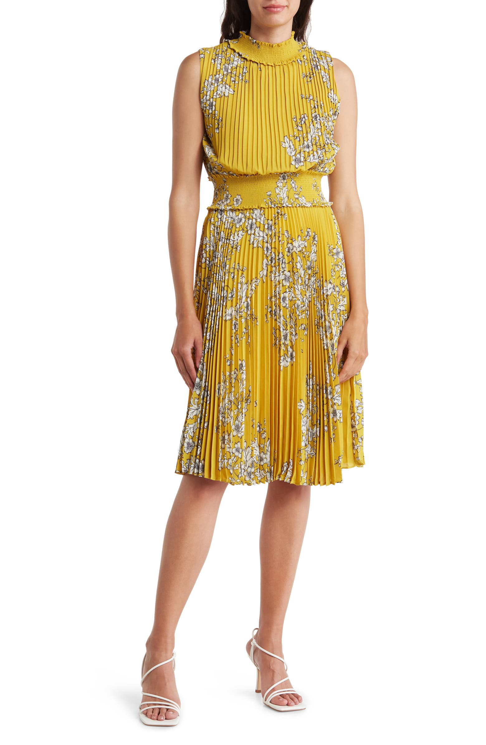 Lepore LEPORE Pleated Floral Print Dress