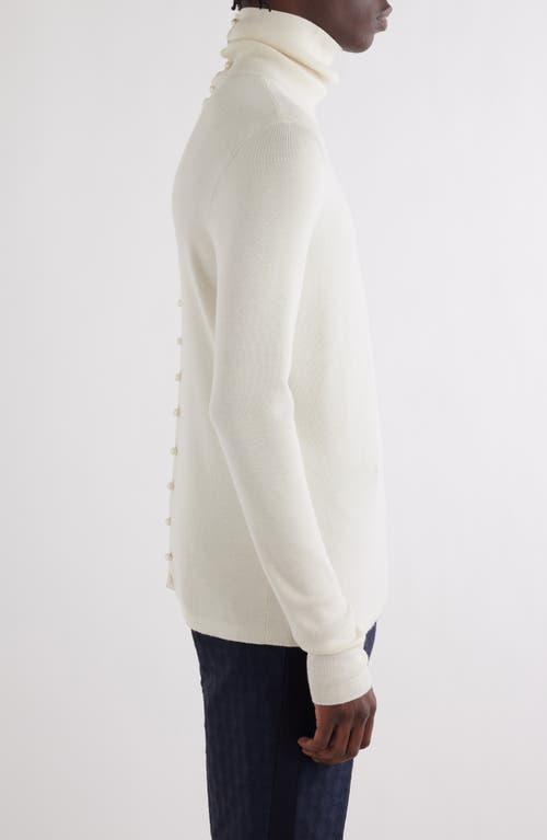Givenchy Button Back Wool & Silk Turtleneck Sweater In Natural
