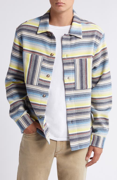 Shop Scotch & Soda Stripe Structured Cotton Shirt Jacket In Navy Mult