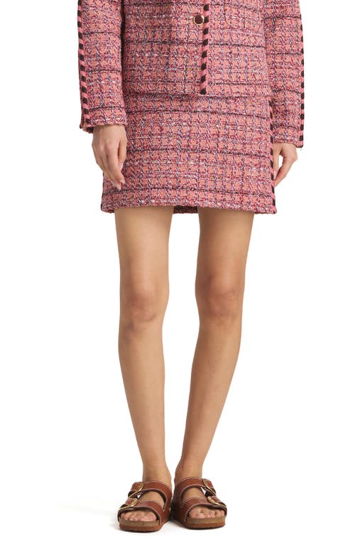 Tweed Miniskirt in Cranberry/Ecru/Brick Multi