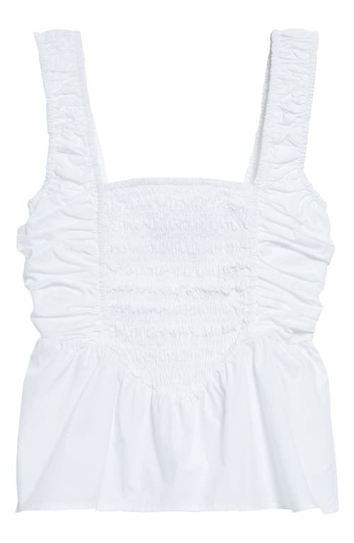 Shop Ganni Organic Cotton Poplin Sleeveless Top In Bright White