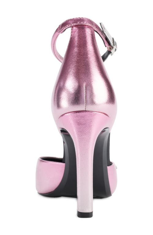 Dkny Cillian Ankle Strap Pointed Toe Pump In Rose/silver