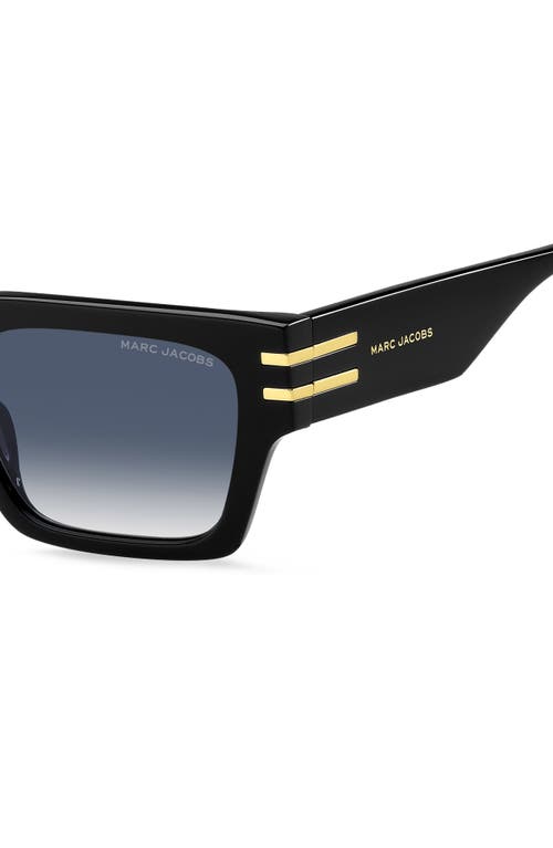 Marc Jacobs Marc 787s Acetate Rectangle Sunglasses In Black Gold/dark Blue