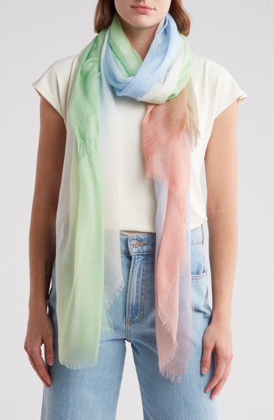 Shop La Fiorentina Ombré Scarf In Green Peach