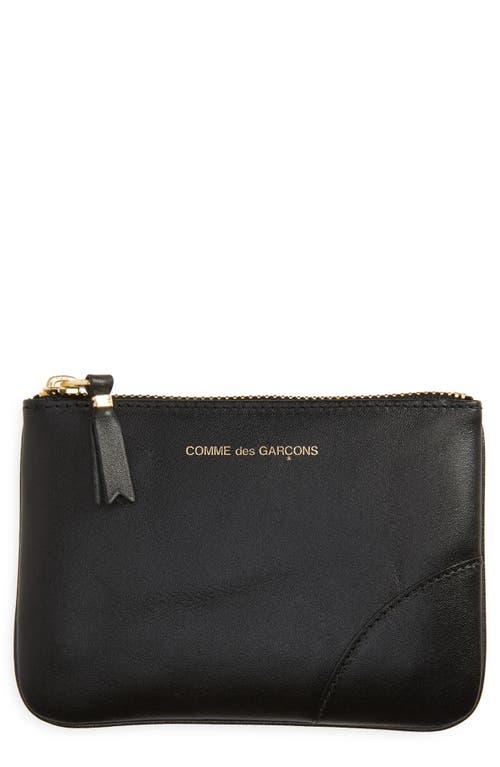 Small Classic Leather Zip-Up Pouch in Black