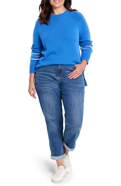 Shop Nic + Zoe Nic+zoe Dashing Down Whipstitch High/low Sweater In Sapphire