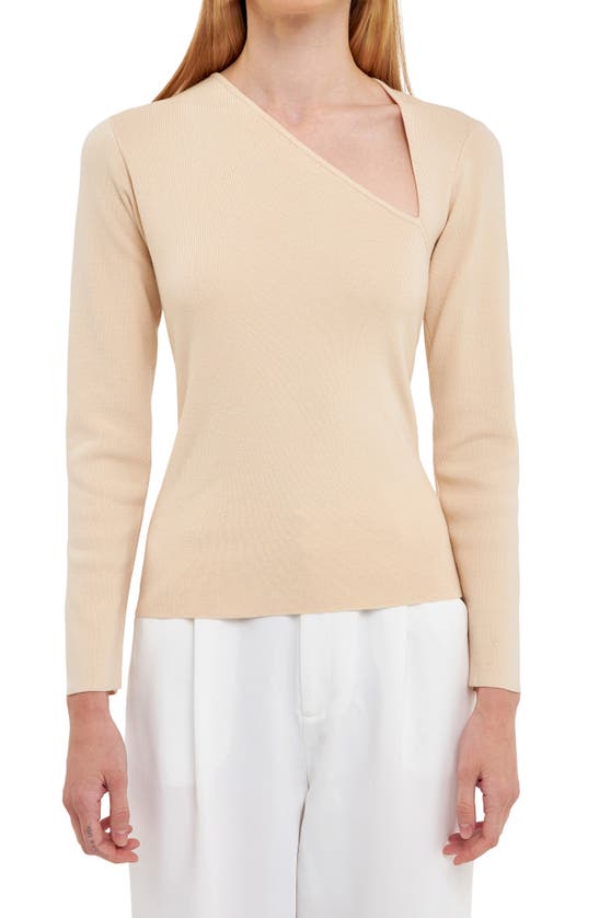 Shop Endless Rose Cutout Long Sleeve Top In Ivory