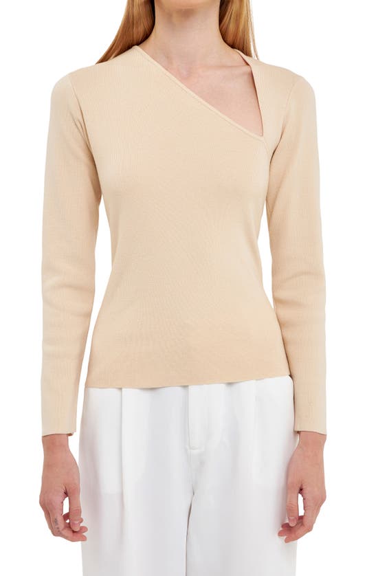 Endless Rose Long-sleeve Cutout Knit Top In Ivory