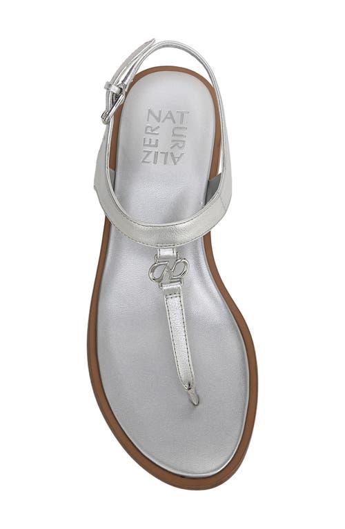 Naturalizer Lizzi T-strap Flat Sandals In Silver