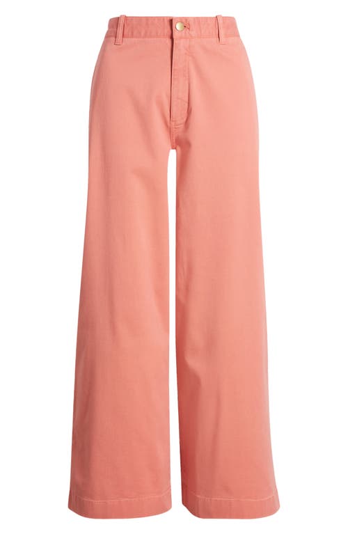caslon(r) Ultra High Rise Wide Leg Twill Pants in Coral Rose Tea