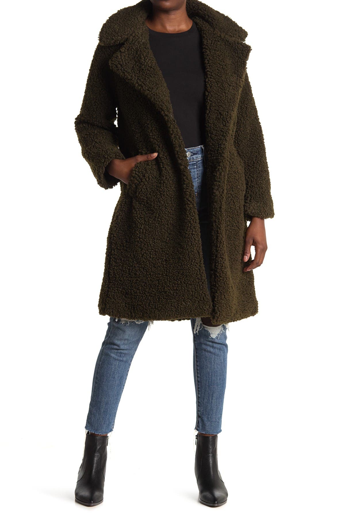 Lucky Brand Faux Shearling Mid Jacket 