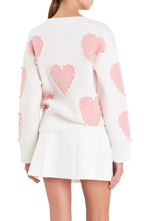 ENGLISH FACTORY ENGLISH FACTORY HEART IMITATION PEARL SWEATER