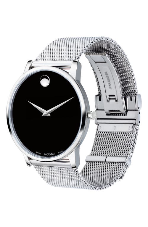 Shop Movado Museum Mesh Strap Watch, 40mm In Silver/black/silver