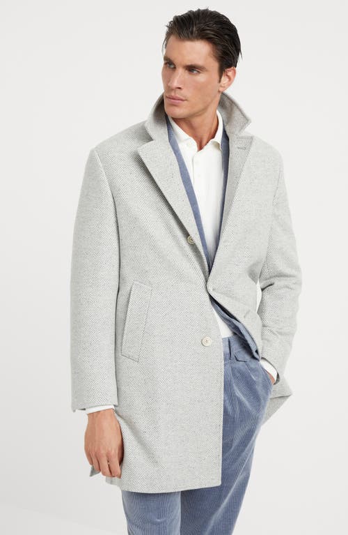 Shop Brunello Cucinelli Chevron Coat In Pearl Grey