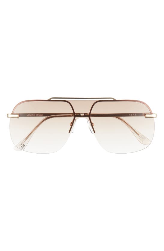 Aire Venatici 137mm Aviator Sunglasses In Gold / Light Brown Grad