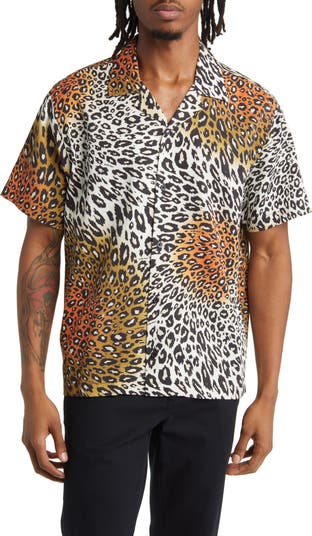 Canty Sound Leopard Print Short Sleeve Camp Shirt