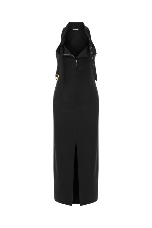 Shop Nocturne Midi Dress With Belt Designed Collar In Black