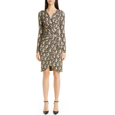 Altuzarra Long Sleeve Ruched Faux Wrap Jersey Dress, 8 FR - Black