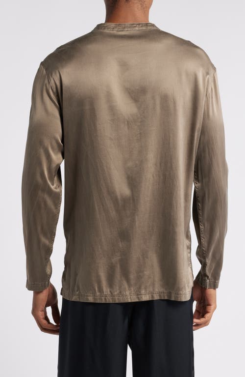 Shop Tom Ford Henley Stretch Silk Pajama Shirt In Dark Brown